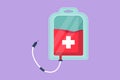 Graphic flat design drawing blood bag logo, label. IV bag in trendy flat style. Infuse icon. Blood bag for emergency rescue. Royalty Free Stock Photo