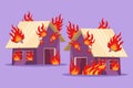 Graphic flat design drawing of burning house icon, logo. Flame in home. House building in flames. Insurance symbol from financial Royalty Free Stock Photo