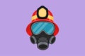 Graphic flat design drawing firefighter protective helmet and gas respirator. Firefighting equipment, mask with glasses and air