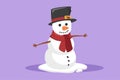 Graphic flat design drawing happy children make snowman together. Snowy forest, little boys and girls in warm clothes, New Year Royalty Free Stock Photo