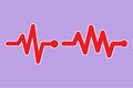 Graphic flat design drawing heart pulse logo, label, icon, sticker. Red and white colors. Heartbeat lone, cardiogram. Beautiful