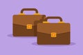 Graphic flat design drawing leather briefcase male business bag. Work suitcase. Office case. Portfolio document. Finance handbag