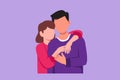 Graphic flat design drawing lovers man and woman hugging each other. Happy family. Romantic couple in relationship in love. Royalty Free Stock Photo