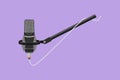 Graphic flat design drawing of modern microphone with clipping path logo, icon, symbol. Condenser mic for studio recording voice.