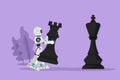 Graphic flat design drawing robot holding rook chess piece to beat king chess. Strategic movement game plan. Future technology Royalty Free Stock Photo