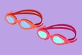 Graphic flat design drawing stylized glasses for swimming logo, label, icon, symbol. Swim goggles for competition, tournament.