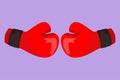 Graphic flat design drawing stylized red boxing gloves hitting together symbol. Boxing gloves fight. Boxer sportswear for punch
