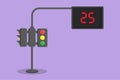 Graphic flat design drawing of traffic light that uses countdown time to inform road users of remaining stop time and road time. Royalty Free Stock Photo