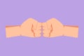 Graphic flat design drawing two hands make fist bump. Sign or symbol of power, hitting, attack, force. Two male hands that greet Royalty Free Stock Photo