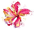 Graphic floral create from hibiscus flower .colorful in abstract