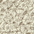 Graphic floral seamless pattern