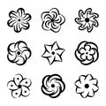 Graphic flower shapes set. Black floral elements for decoration and beauty design. Creative template logos collection Royalty Free Stock Photo