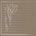 Graphic flower, sketch of tulip on beige background. Vector floral illustration in vintage style. Royalty Free Stock Photo