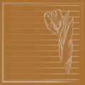 Graphic flower, sketch of tulip on orange background. Vector floral illustration. Royalty Free Stock Photo