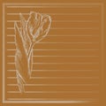 Graphic flower, sketch of tulip on orange background. Vector floral illustration. Royalty Free Stock Photo