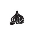 Graphic garlic silhouette icon. Vector in flat