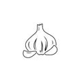 Graphic garlic silhouette line icon. Vector