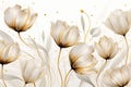 Graphic Gold line art tulips