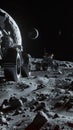 Graphic of Graphical depiction of AIpowered vehicles on the lunar surface Royalty Free Stock Photo