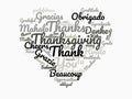 Graphic Grayscale Heart Wordcloud for Thanksgiving thank you gift, gratitude, thanks, love Inspiration in monochrome black-white