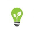A graphic of a green light bulb with a sprout inside. The bulb\'s shape is simplistic, and Royalty Free Stock Photo