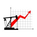 Graphic growth and oil rig. Oil quotations grow up. info graphi Royalty Free Stock Photo