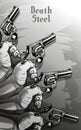 Graphic human hands holding old revolver Royalty Free Stock Photo