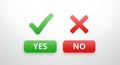 Green checkmark YES button and red cross NO button Royalty Free Stock Photo