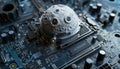Graphic of Illustration of AI integration on a lunarthemed electronic mainboard Royalty Free Stock Photo