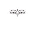 Graphic illustration of Buddha`s eyes.