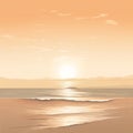 Beige Minimalism Seascape Abstract Vector Illustration