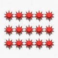 Row of stylized red stars against a clean white background Royalty Free Stock Photo