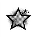 Bold Black Outline Star With Halftone Dots Pattern And Small Stars Against White Background Royalty Free Stock Photo