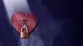 Graphic abstract closed heart with lock background heart