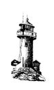 Graphic illustration of a lighthouse in the style