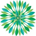 Graphic of a Circle in a Spinner-like Motif in Teal and greens