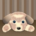 Adorable graphic illustration of little puppy isolated on Brown Stripes Background, Royalty Free Stock Photo