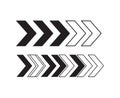 Forward Moving Arrow Set in Black and White Outline Design Element Royalty Free Stock Photo