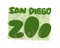 Graphic illustration sign of a San Diego Zoo written in green isolated on a white background