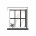 Graphic Illustration Of Window With Potted Plant