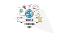 World Thinking Day globe lightbulb speech bubble arrows earth planet Royalty Free Stock Photo