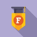 Graduation banner with letter f and cap icon