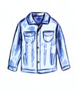 Graphic image of a denim shirt on a white background