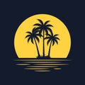 Graphic image with palm tree background & moon river