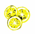 Graphic image of a sliced lemon on a white background