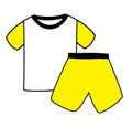 T-shirt and shorts for boys in yellow, black and white Royalty Free Stock Photo