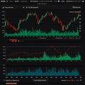 A graphic interface displaying multiple financial charts with data visualizations. The Royalty Free Stock Photo