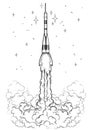 Graphic launching rocket