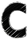 Graphic letter with brushstroke style. Letter C