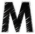 Graphic letter with brushstroke style. Letter M